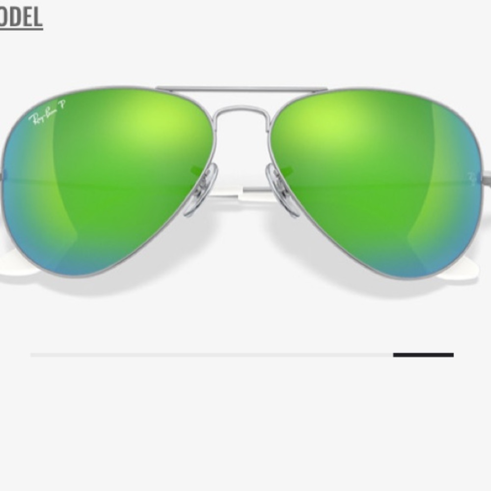 Customized Rayban Aviator Green Flash Mirrored Lense Sunglasses
